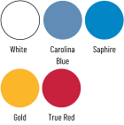 White CarolinaBlue Saphire Gold True Red