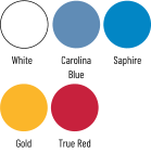 White CarolinaBlue Saphire Gold True Red