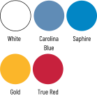 White CarolinaBlue Saphire Gold True Red