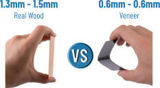 1.3mm - 1.5mmReal Wood 0.6mm - 0.6mm Veneer