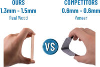 OURS1.3mm - 1.5mmReal Wood COMPETITORS 0.6mm - 0.6mm Veneer