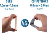 OURS1.3mm - 1.5mmReal Wood COMPETITORS 0.6mm - 0.6mm Veneer