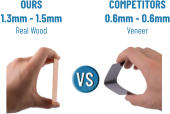 OURS1.3mm - 1.5mmReal Wood COMPETITORS 0.6mm - 0.6mm Veneer