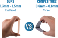 OURS1.3mm - 1.5mmReal Wood COMPETITORS 0.6mm - 0.6mm Veneer