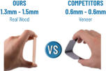 OURS1.3mm - 1.5mmReal Wood COMPETITORS 0.6mm - 0.6mm Veneer