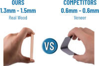 OURS1.3mm - 1.5mmReal Wood COMPETITORS 0.6mm - 0.6mm Veneer