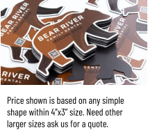 Price shown is based on any simple shape within 4”x3” size. Need other larger sizes ask us for a quote.