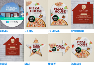 CIRCLE       1/2 ARC       1/2 CIRCLE       APARTMENT       HOUSE       STAR       ARROW       OCTAGON    