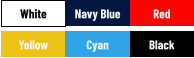 White Navy Blue Red Yellow Cyan Black