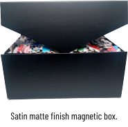 Satin matte finish magnetic box.