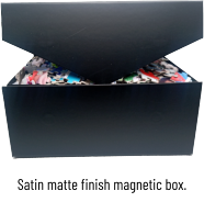 Satin matte finish magnetic box.