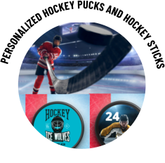 PERSONALIZED HOCKEY PUCKS AND HOCKEY STICKS