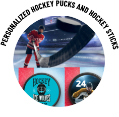 PERSONALIZED HOCKEY PUCKS AND HOCKEY STICKS