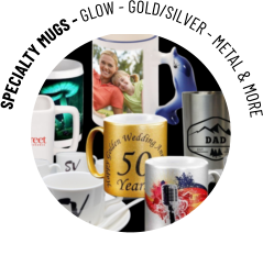 SPECIALTY MUGS - GLOW - GOLD/SILVER - METAL & MORE
